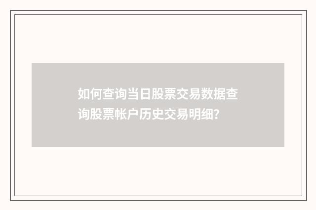 如何查询当日股票交易数据查询股票帐户历史交易明细？