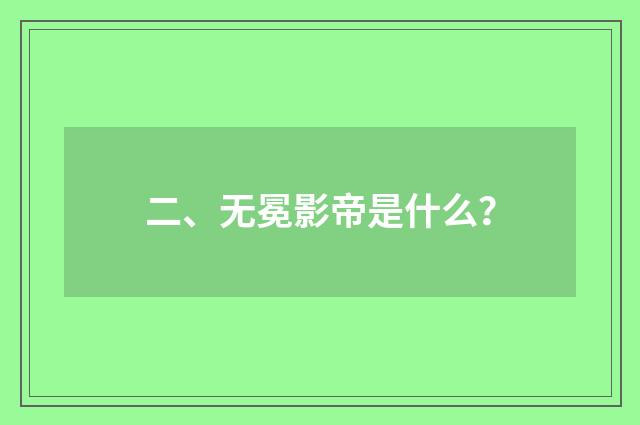 二、无冕影帝是什么?