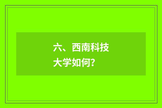 六、西南科技大学如何?