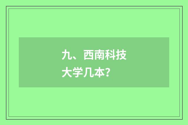 九、西南科技大学几本?