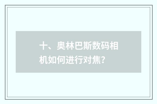 十、奥林巴斯数码相机如何进行对焦?
