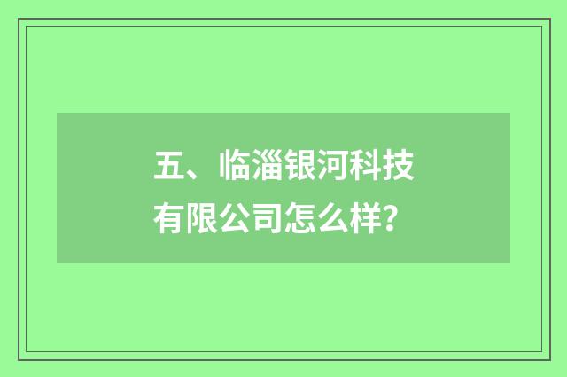 五、临淄银河科技有限公司怎么样？