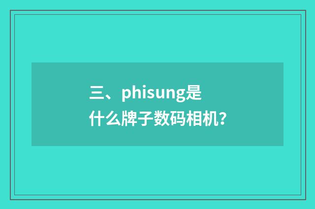 三、phisung是什么牌子数码相机?