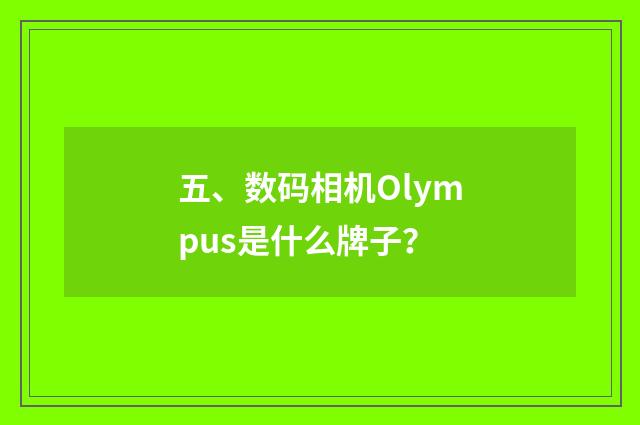 五、数码相机Olympus是什么牌子？