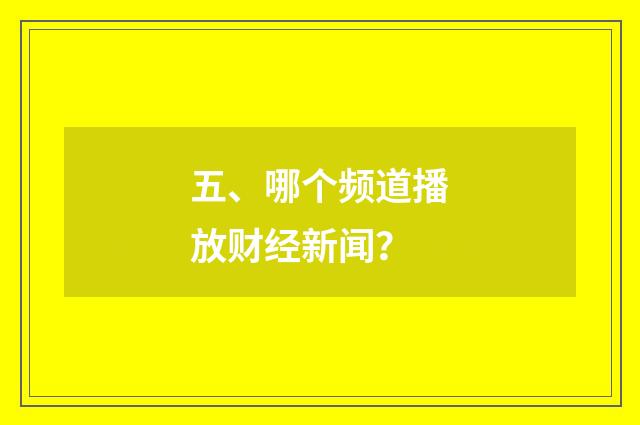 五、哪个频道播放财经新闻？