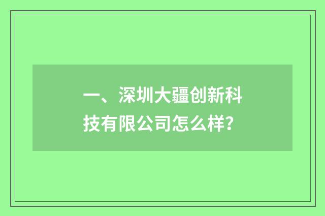 一、深圳大疆创新科技有限公司怎么样?