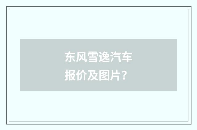 东风雪逸汽车报价及图片?
