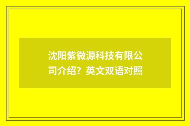 沈阳紫微源科技有限公司介绍?英文双语对照