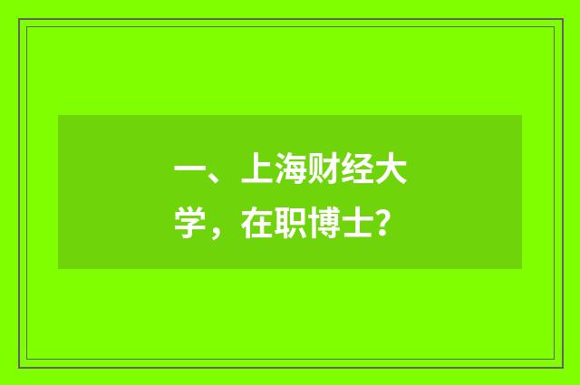 一、上海财经大学,在职博士?