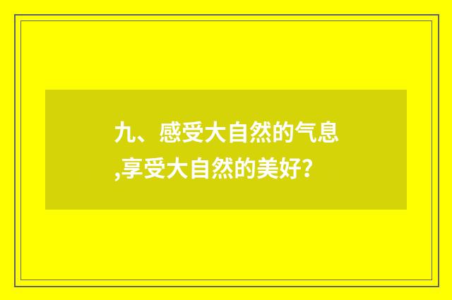 九、感受大自然的气息,享受大自然的美好?
