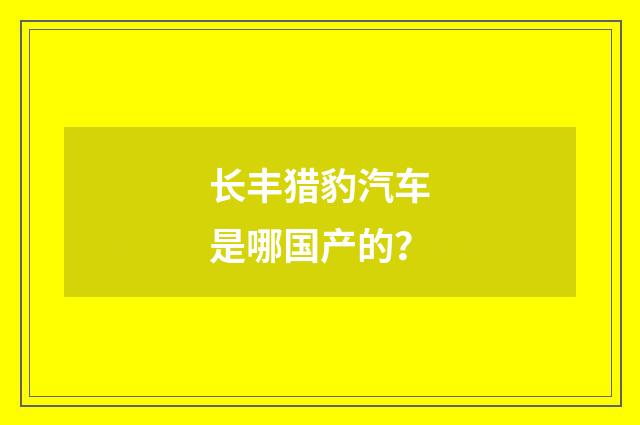 长丰猎豹汽车是哪国产的?