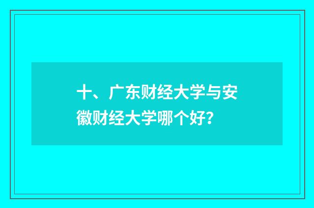 十、广东财经大学与安徽财经大学哪个好？