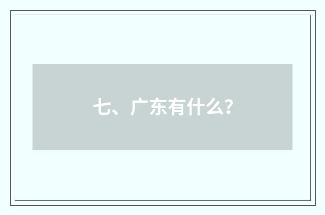 七、广东有什么?