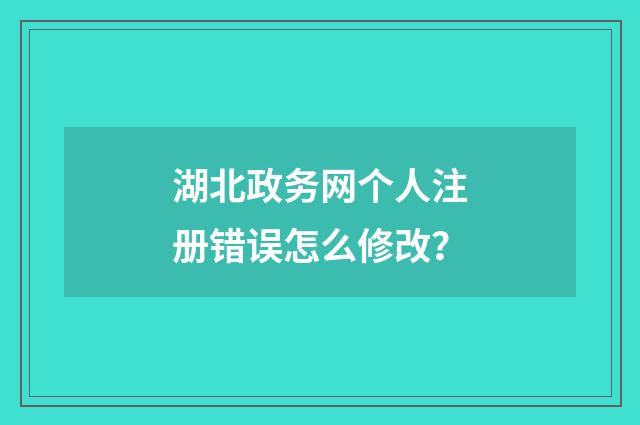 湖北政务网个人注册错误怎么修改？