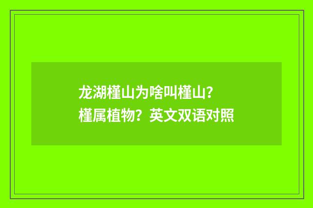 龙湖槿山为啥叫槿山? 槿属植物?英文双语对照