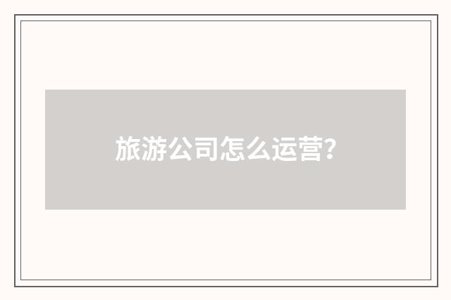 旅游公司怎么运营?