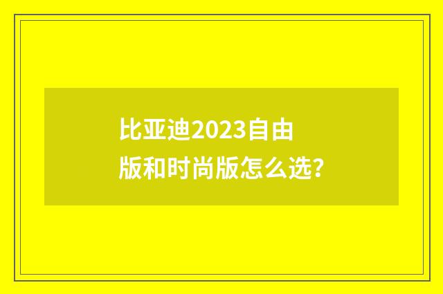 比亚迪2023自由版和时尚版怎么选?