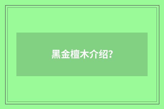 黑金檀木介绍？