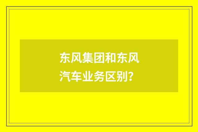 东风集团和东风汽车业务区别？