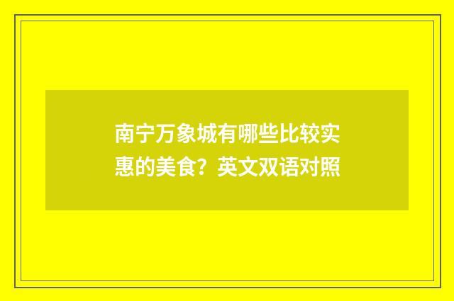 南宁万象城有哪些比较实惠的美食?英文双语对照