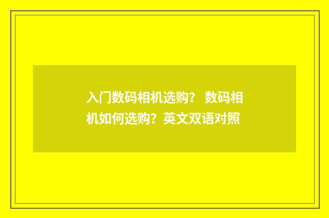入门数码相机选购? 数码相机如何选购?英文双语对照