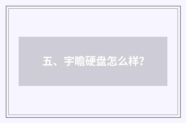 五、宇瞻硬盘怎么样?