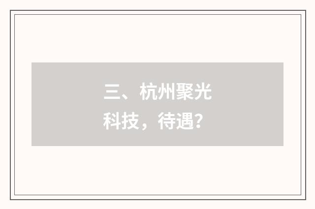 三、杭州聚光科技，待遇？