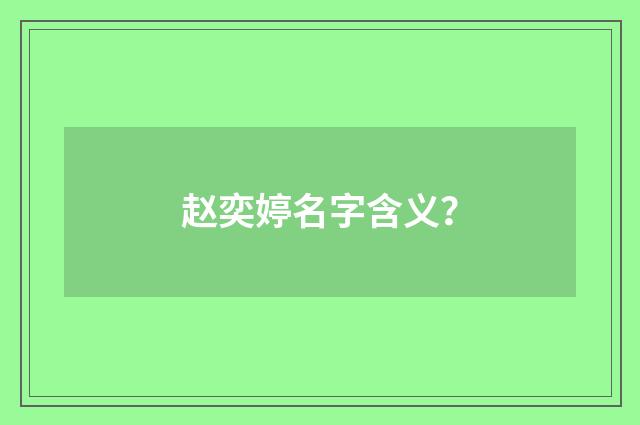 赵奕婷名字含义?