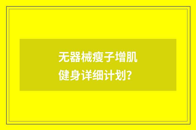 无器械瘦子增肌健身详细计划?