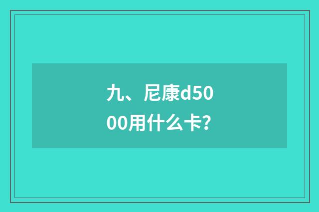 九、尼康d5000用什么卡？