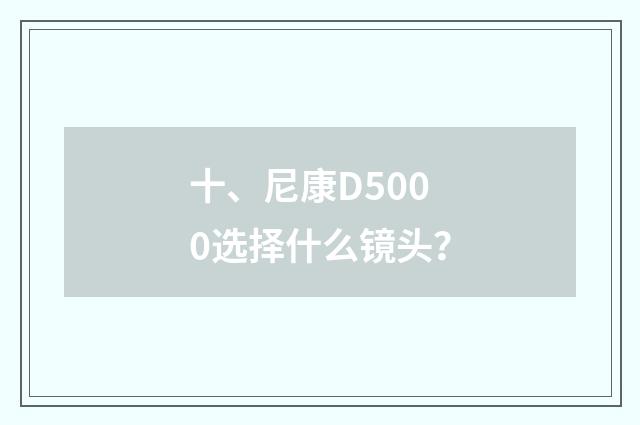 十、尼康D5000选择什么镜头？