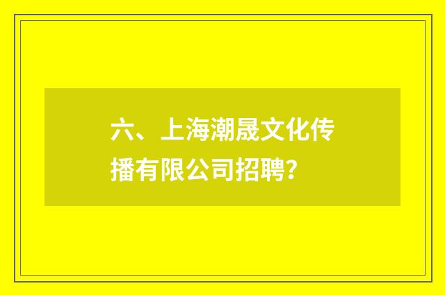 六、上海潮晟文化传播有限公司招聘？
