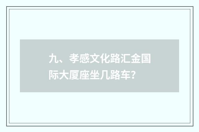 九、孝感文化路汇金国际大厦座坐几路车?