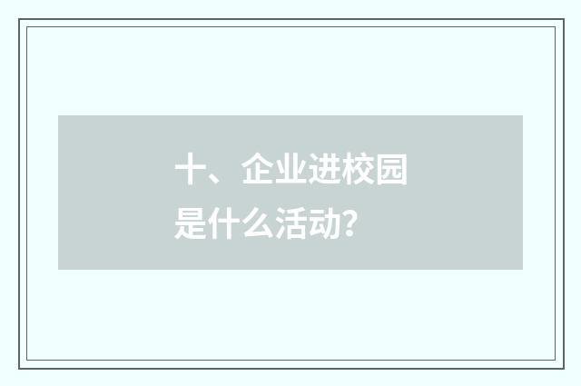 十、企业进校园是什么活动?