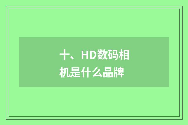 十、HD数码相机是什么品牌