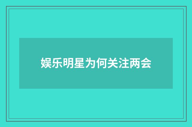 娱乐明星为何关注两会