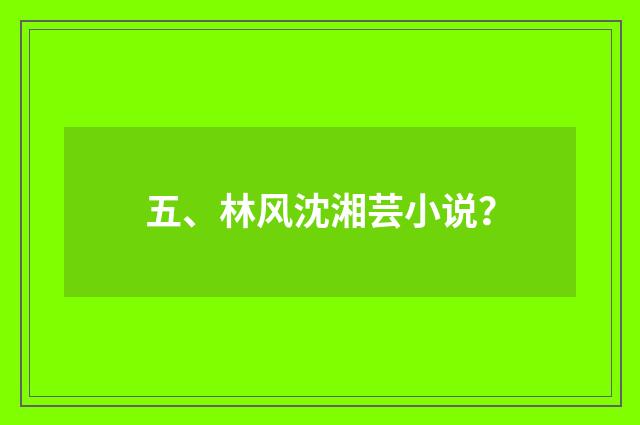 五、林风沈湘芸小说？