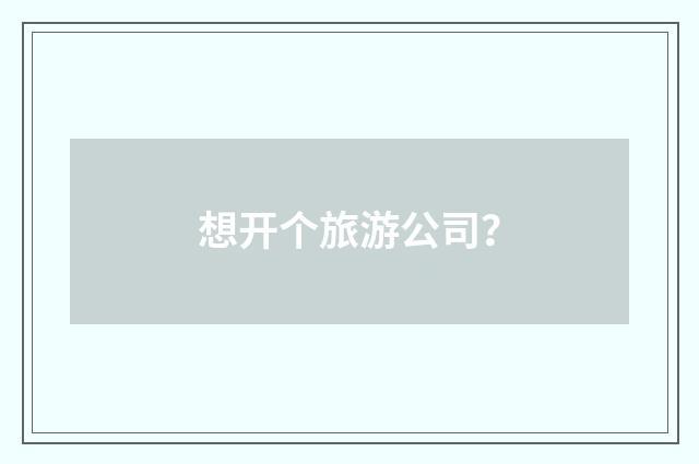 想开个旅游公司?