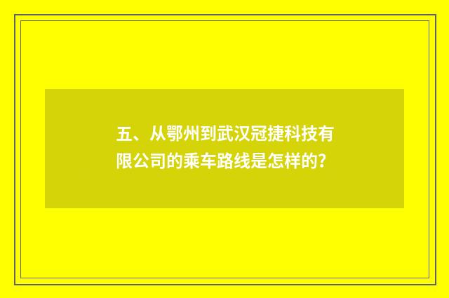 五、从鄂州到武汉冠捷科技有限公司的乘车路线是怎样的?
