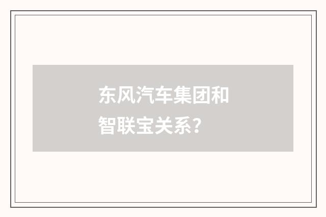 东风汽车集团和智联宝关系?