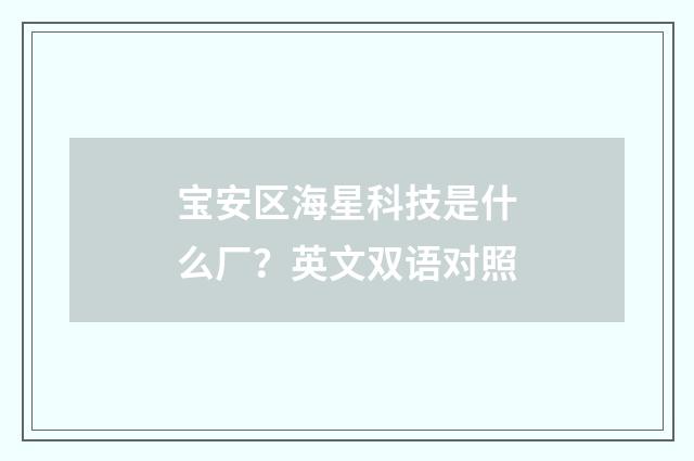 宝安区海星科技是什么厂?英文双语对照