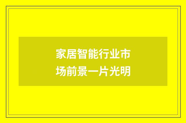 家居智能行业市场前景一片光明