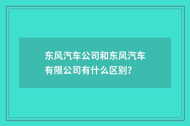 东风汽车公司和东风汽车有限公司有什么区别?