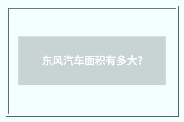 东风汽车面积有多大？