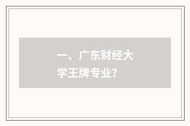 一、广东财经大学王牌专业？