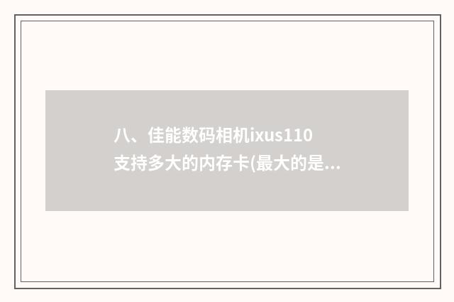 八、佳能数码相机ixus110支持多大的内存卡(最大的是多少)？