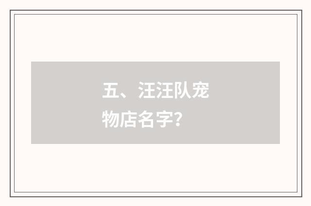 五、汪汪队宠物店名字?