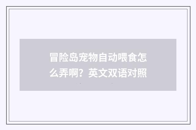 冒险岛宠物自动喂食怎么弄啊?英文双语对照