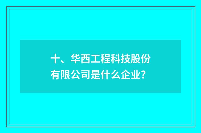 十、华西工程科技股份有限公司是什么企业?