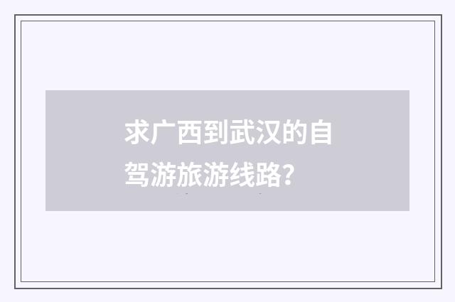 求广西到武汉的自驾游旅游线路？